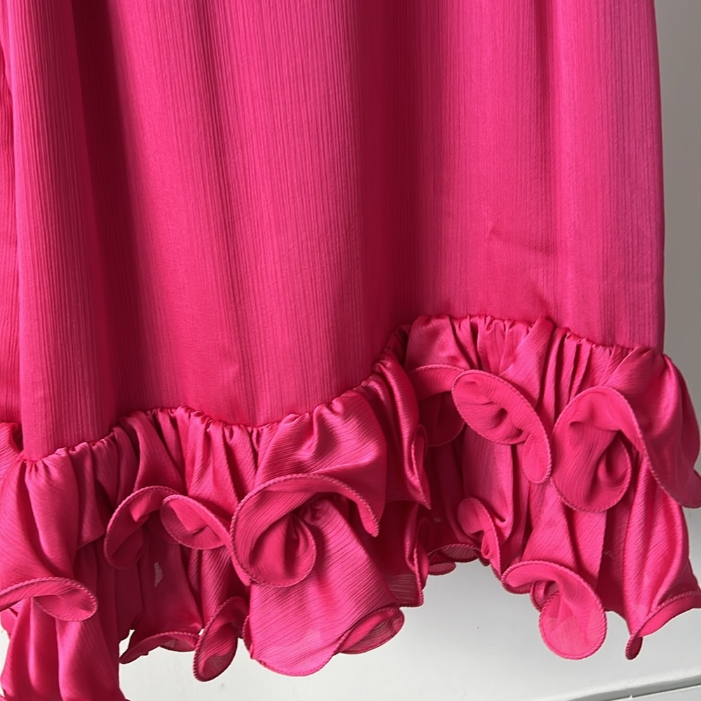 Trina Turk Pink Sleeveless Dress with Ruffle Hem - Picture 8 of 10